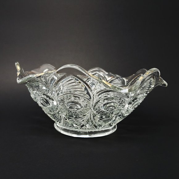 Antique Glass Bowl Peacock Feather Style - Picture 3 of 11